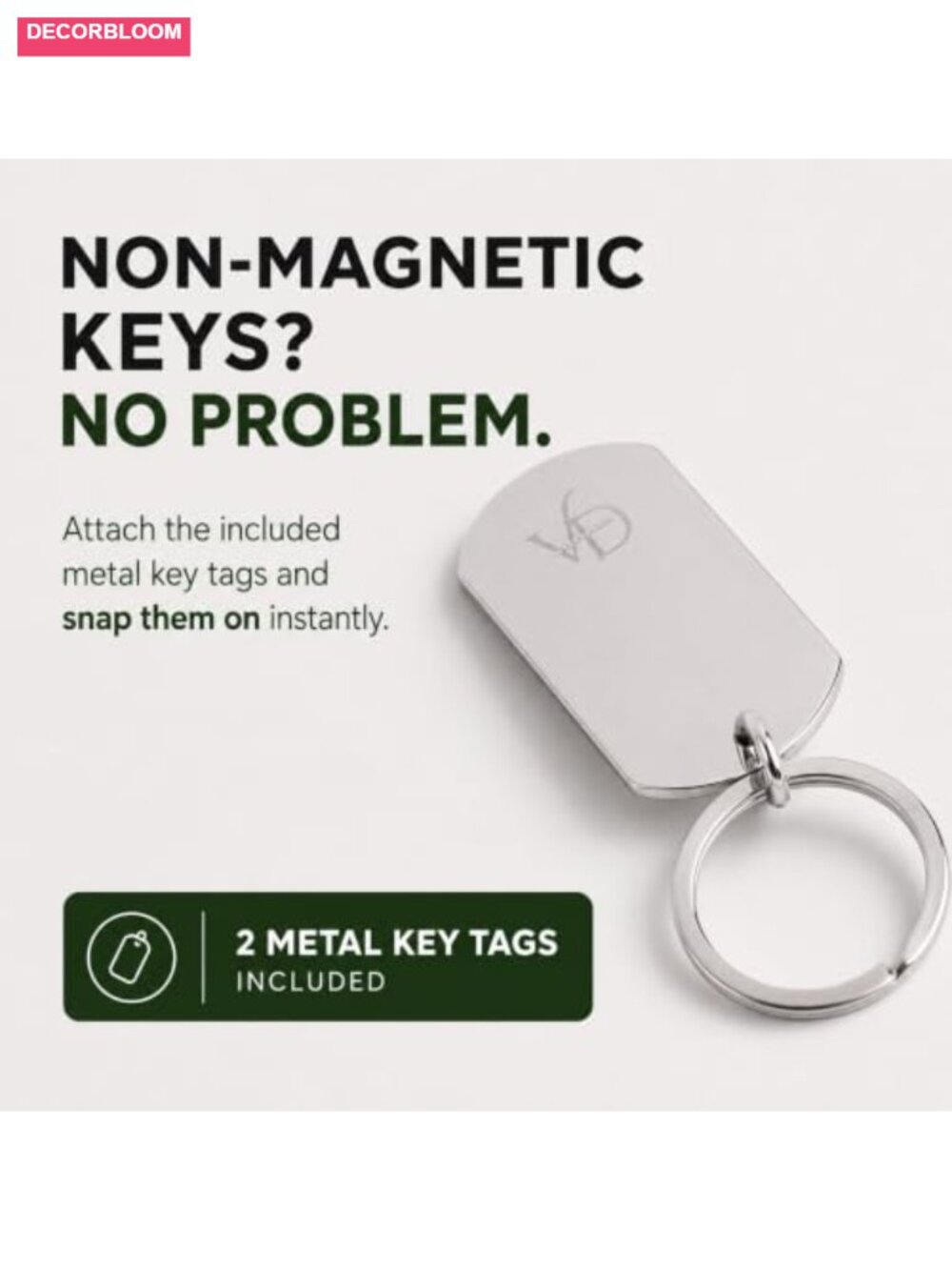 Magnetic Bamboo Key Holder with Strong Magnets, No-Drill 3M Adhesive Wall Mount - Picture 2 of 6